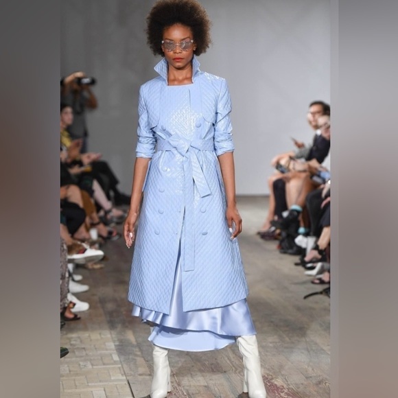 Hilary Macmillan Blue Trench Coat Size Small - Picture 1 of 10